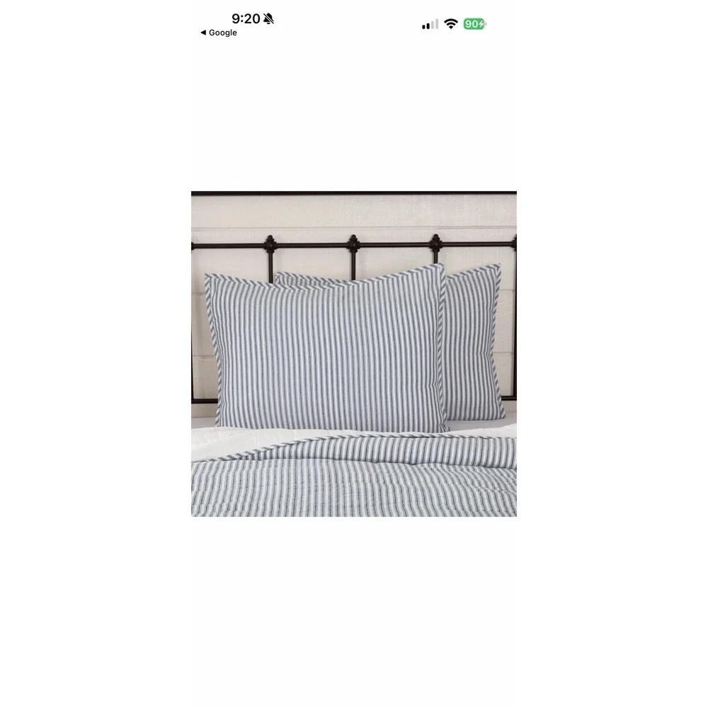 Sawyer Mill Farmhouse Blue Ticking Stripe Standard Sham 21x27 VHC Brands Cottage